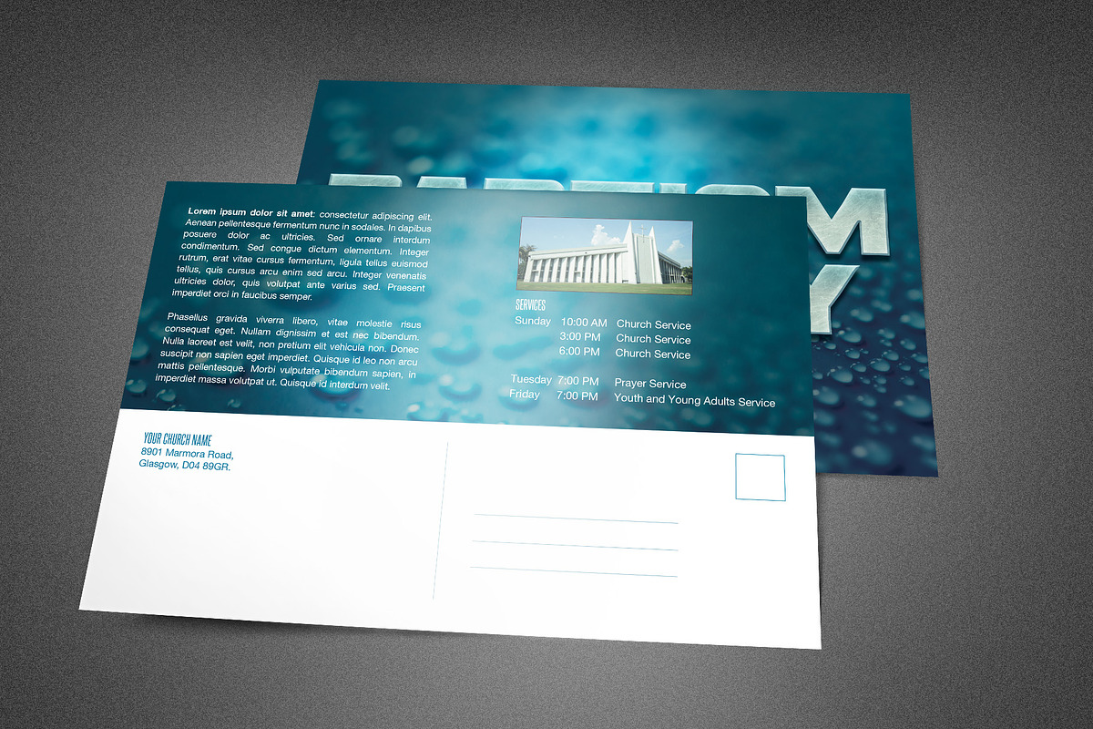 Baptism Sunday Church Postcard, a Card Template by loswl (Photo 2 of 2)