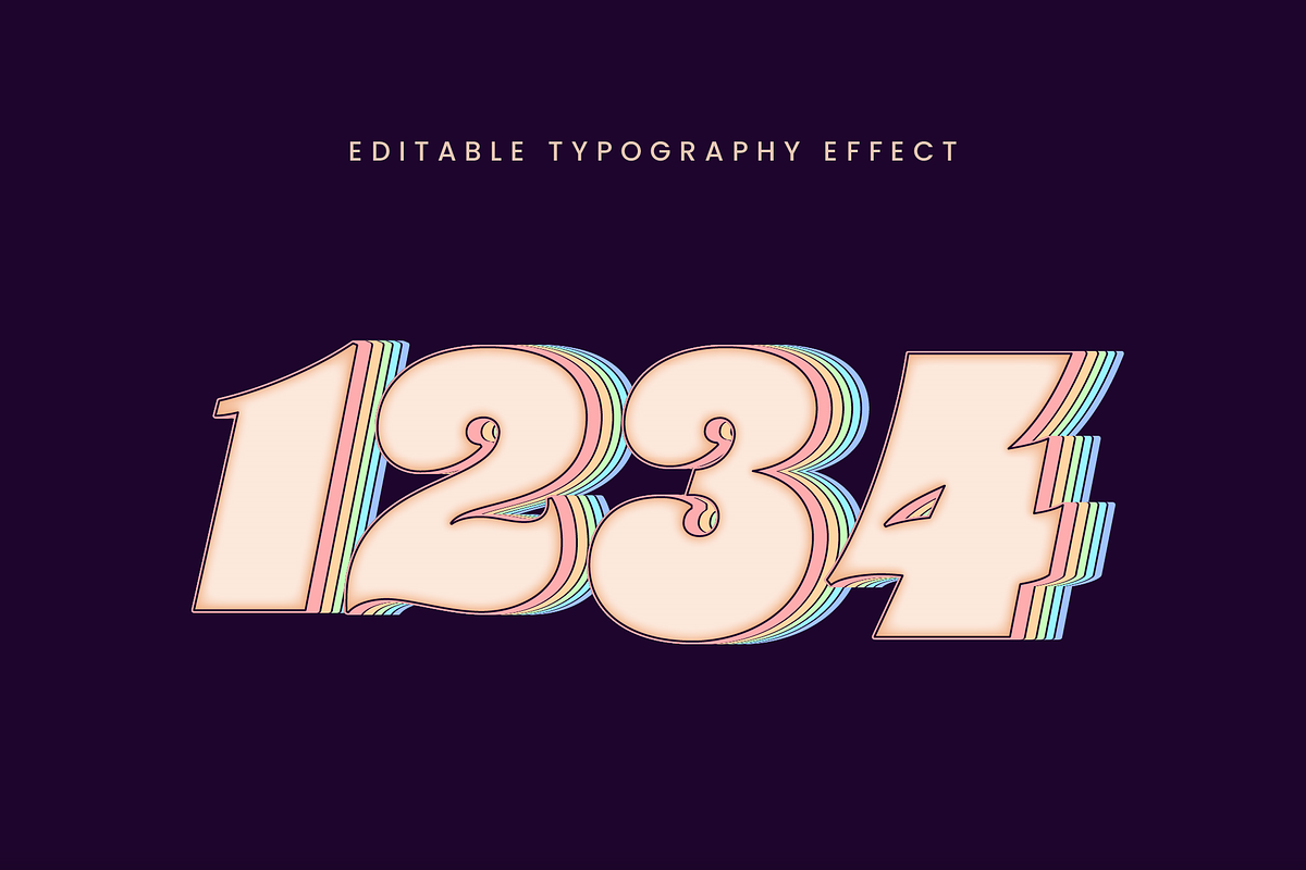 Retro Glow 3D Rainbow Text Effect preview 2
