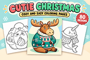 Cutie Christmas Coloring Pages #1, a Seasonal Illustration by Inkivelle Studio (Thumbnail 1 of 3)