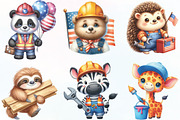 Watercolor Labor Day Animals Clipart, an Illustration by CraftArtStudio (Thumbnail 2 of 6)