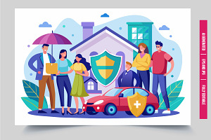 Happy family house and car, an Illustration by Tanuart
