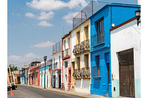 Traditional colonial architecture in containing oaxaca, mexico, and house, an Architecture Photo by Leonid Andronov