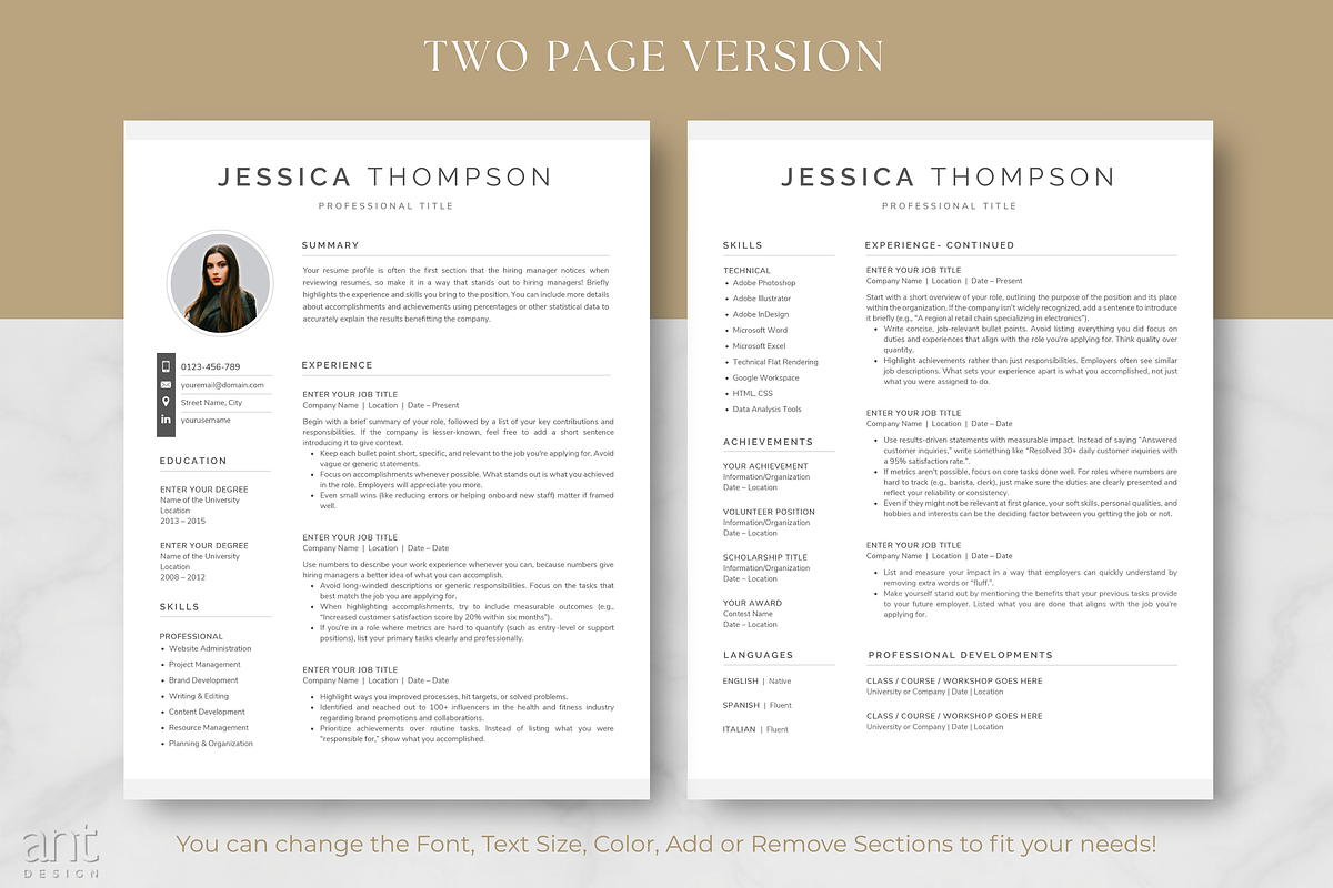 Modern Resume Template - Jessica preview 3