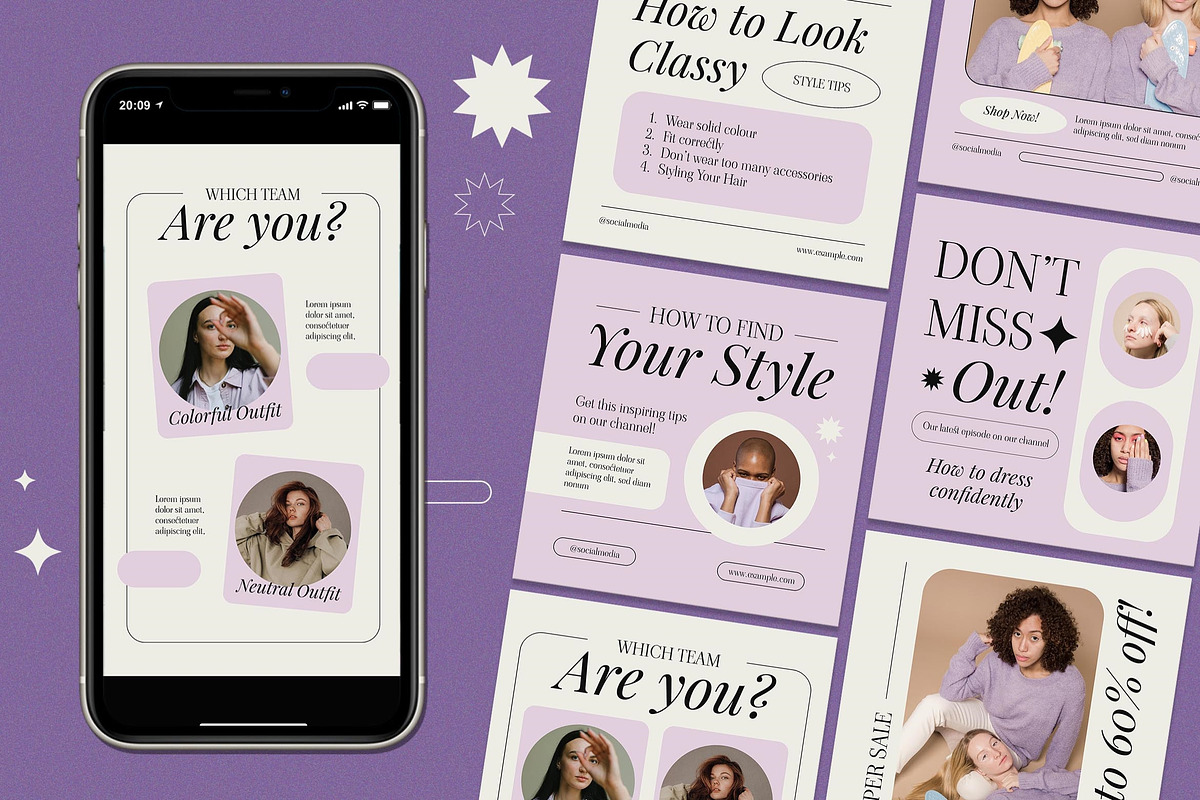 Elegant Fashion Instagram Set, a Social Media Template by Aiyari Graphic (Photo 1 of 5)