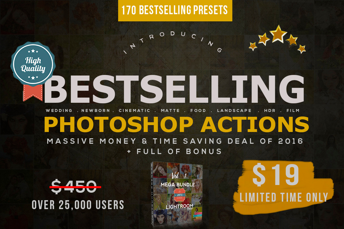 170 Bestselling Photoshop Actions, an Action Add-On by OzPhotoshopActions (Photo 2 of 13)