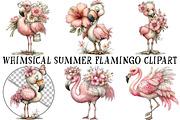 Whimsical Summer Flamingo Clipart, an Illustration by OK Design (Thumbnail 2 of 6)