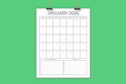 2026 Vertical 8.5x11 Inch Calendar, a Stationery Template by Running With Foxes (Thumbnail 1 of 5)