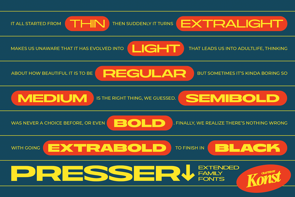 PRESSER - Extended Sans Serif Fonts, a Sans Serif Font by Konstantine Studio (Photo 1 of 13)