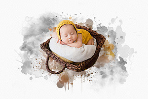 Baby Watercolor Painting Effect