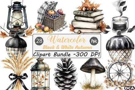 Black & White Autumn Clipart