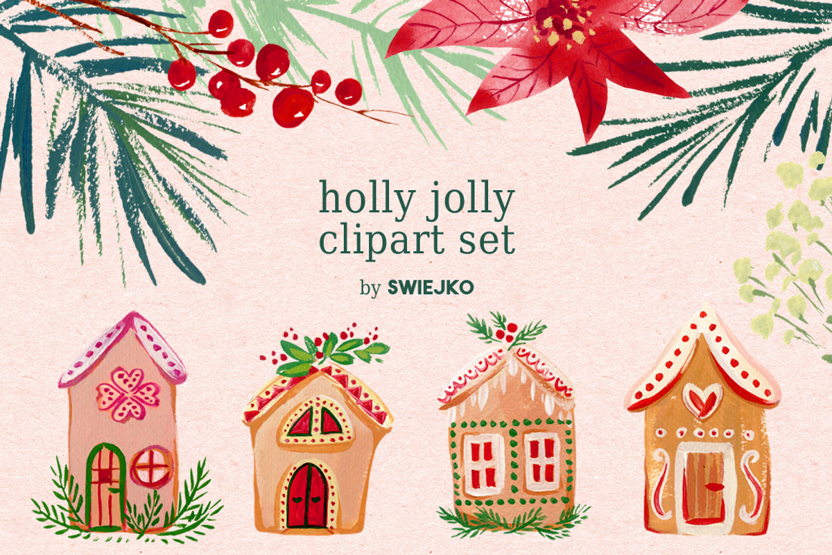 Gouache Christmas clipart set, a Decorative Illustration by swiejko (Photo 1 of 3)