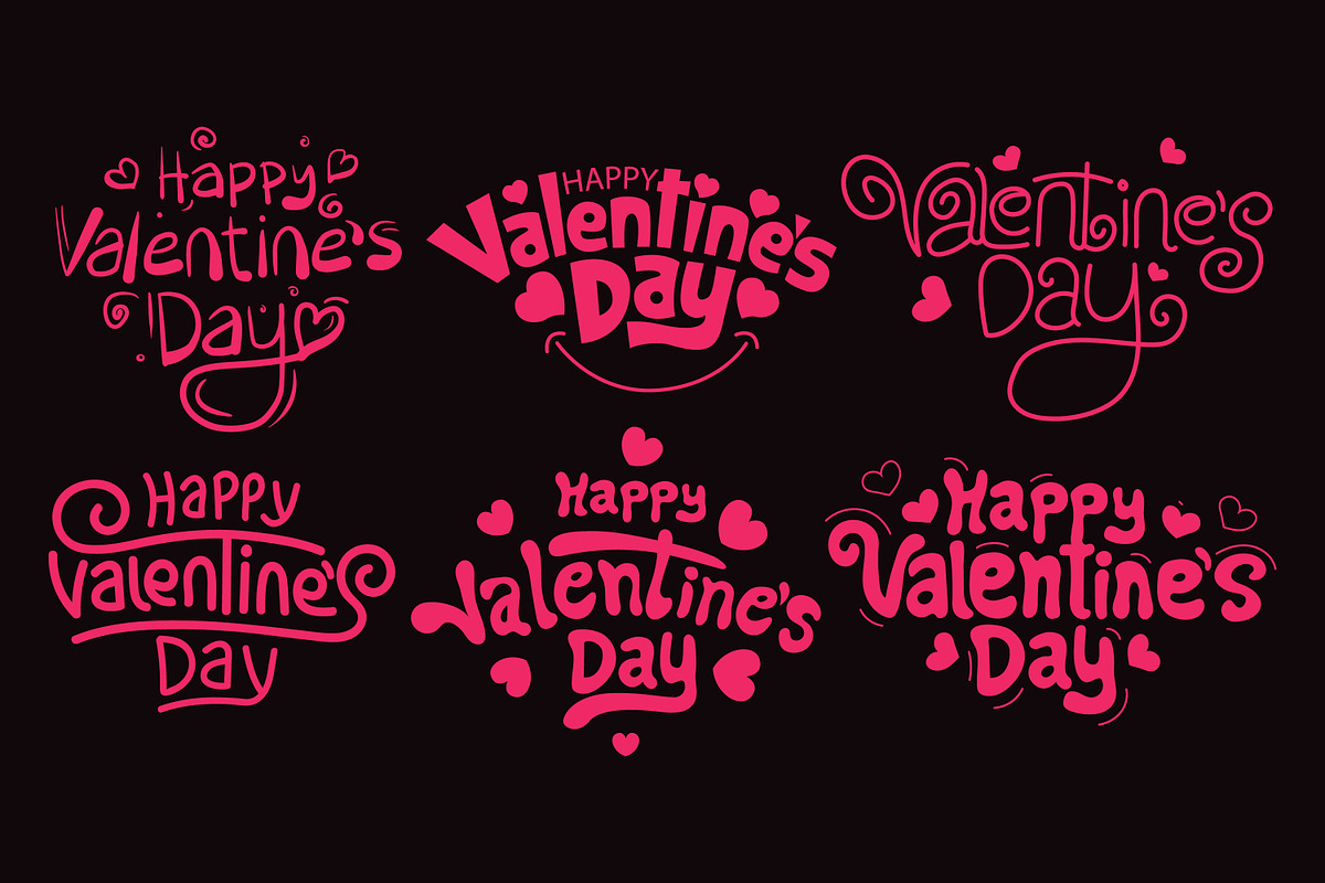 Happy Valentine's Day lettering Set., a Decorative Illustration by ashek (Photo 3 of 3)
