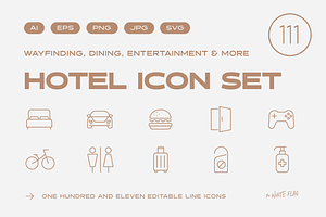 Hotel Icon Set - 111 Line Icons, an Outline Icon by White Flag