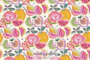 tropical fruit seamless pattern