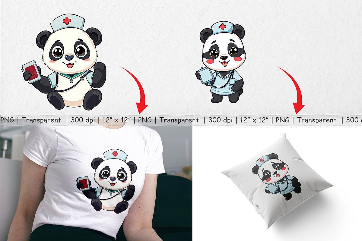 Nurse Panda Clipart, a Graphic by Artnoy (Photo 3 of 5)