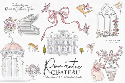 Romantic Chateau Line Art