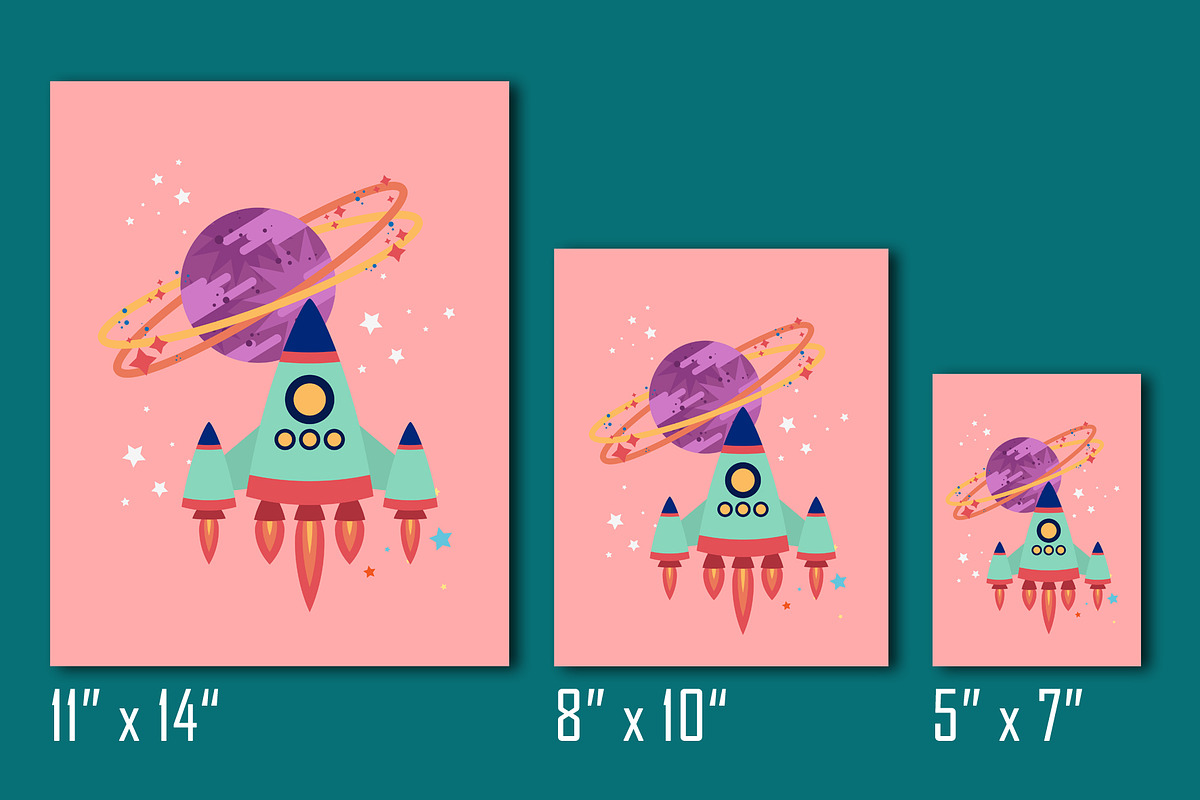 Rocket In Space Print, a Technology Illustration by Cozy Cat Design (Photo 2 of 3)