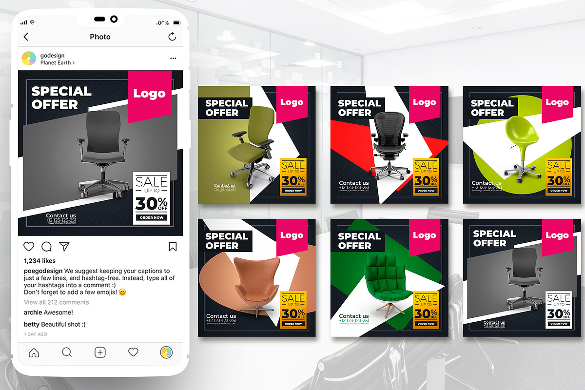 Instagram Posts Furniture Template, a Social Media Template by rogeriomarcos (Photo 1 of 7)