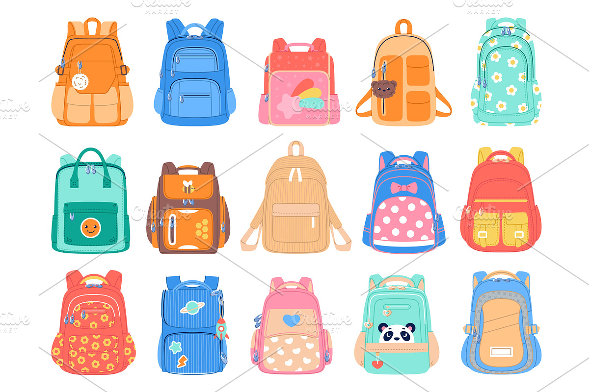 School kids backpacks. Cute student, an Object Illustration by YummyBuum