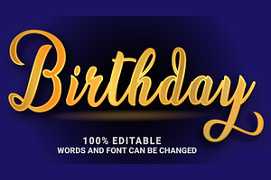 Birthday Vector 3d Editable Text