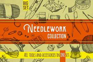 Needlework tools and accessories.