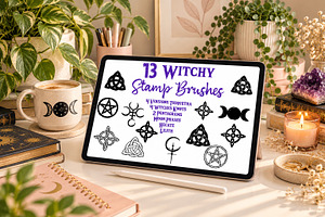 13 Witchy Symbols Procreate Stamps