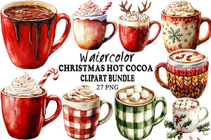Watercolor Christmas Hot Cocoa PNG, an Illustration by Craft Nest