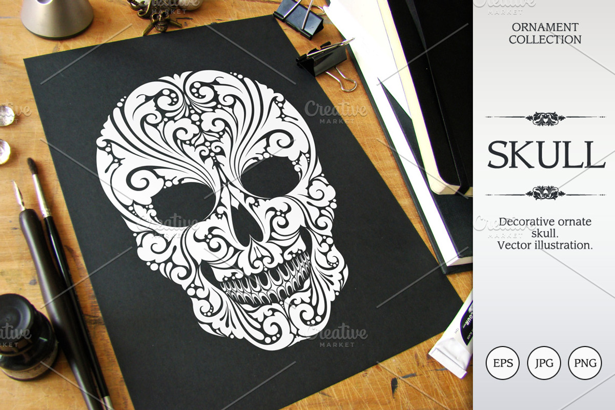 Ornamental Skull, a Decorative Illustration by Color and Decor (Photo 1 of 3)