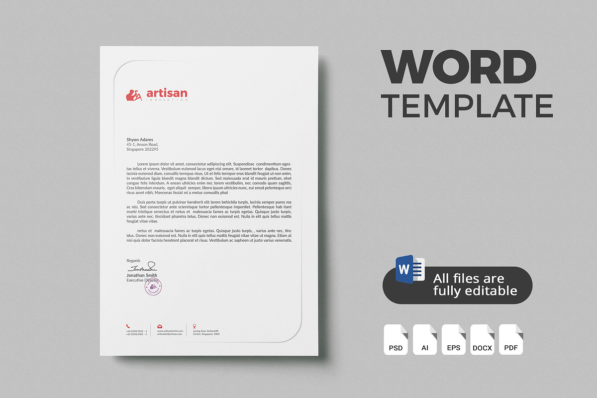 Letterhead Word Template, a Stationery Template by artisanHR (Photo 1 of 5)