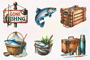 Fisherman Aesthetic Watercolor Clipa, an Illustration by CreationArt (Thumbnail 3 of 5)