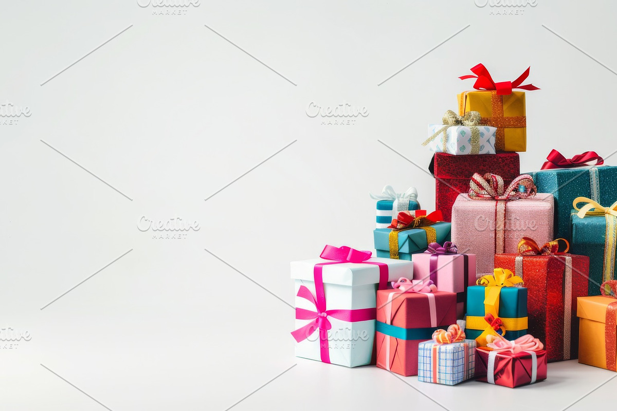 86 Gift boxes with ribbons and bows, a Holiday Photo by Handmadefont (Photo 58 of 90)