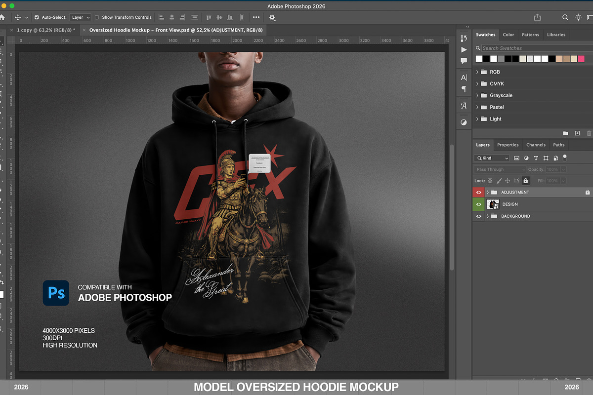 Model Oversized Hoodie Mockup, a Hoody Mockup by Irhasalfahad (Photo 6 of 6)