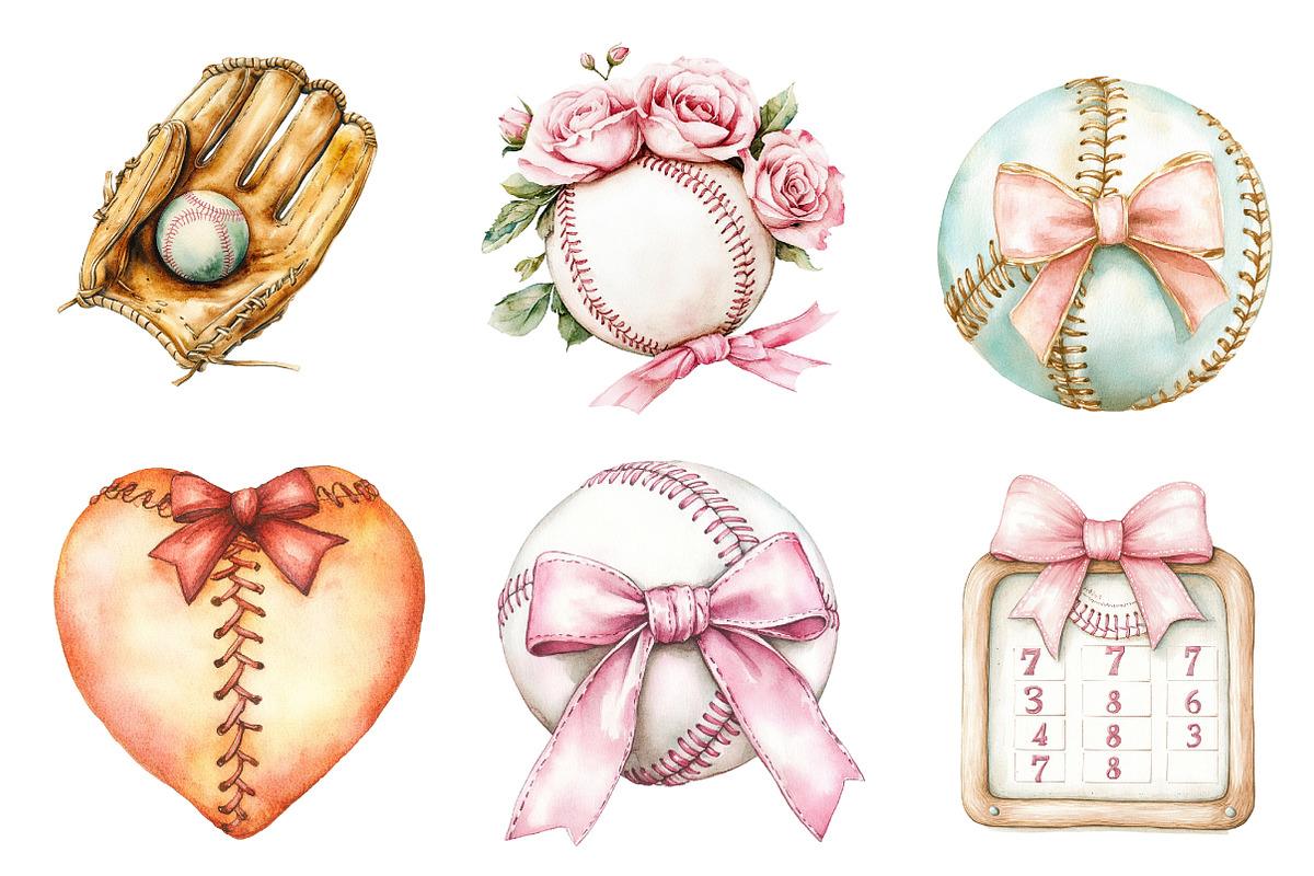 Baseball & Softball Coquette Bow, an Illustration by CreationArt (Photo 2 of 5)