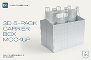 3D 6-Pack Carrier Mockup, a Packaging Mockup by Silver Moon Design School (Thumbnail 1 of 3)
