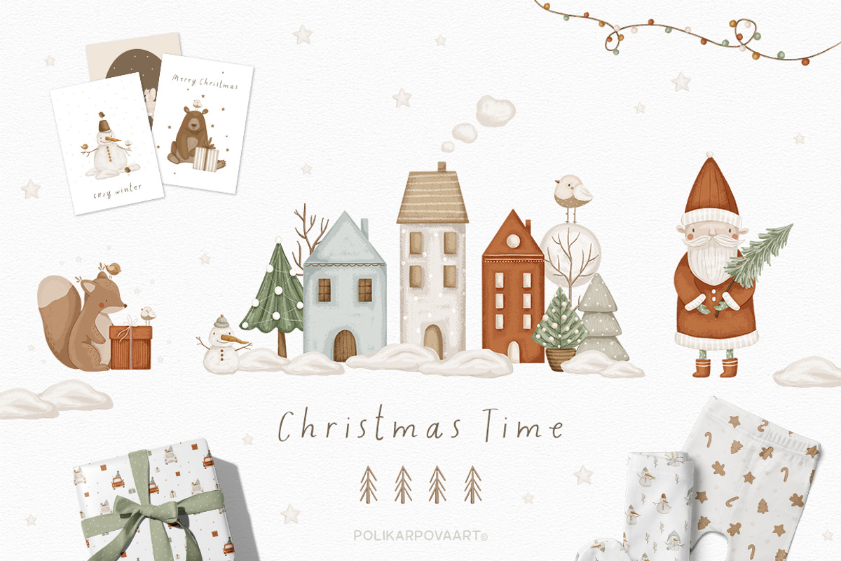 Christmas Time kids illustrations, an Animal Illustration by polikarpovaart (Photo 1 of 11)