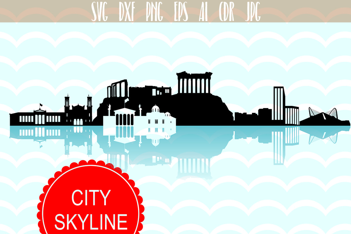 Athens Skyline SVG Greece city, an Illustration by DimShop