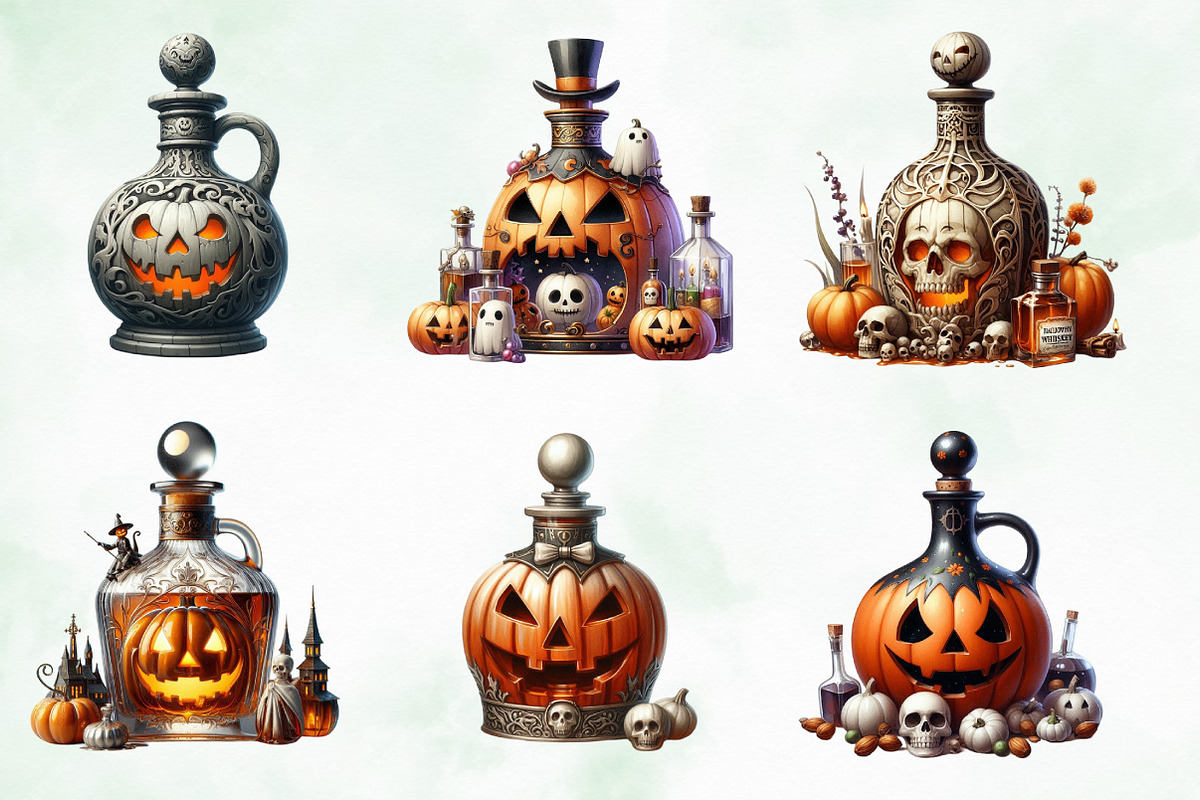 Halloween Whiskey decanter Clipart, an Illustration by Creative Art (Photo 2 of 4)