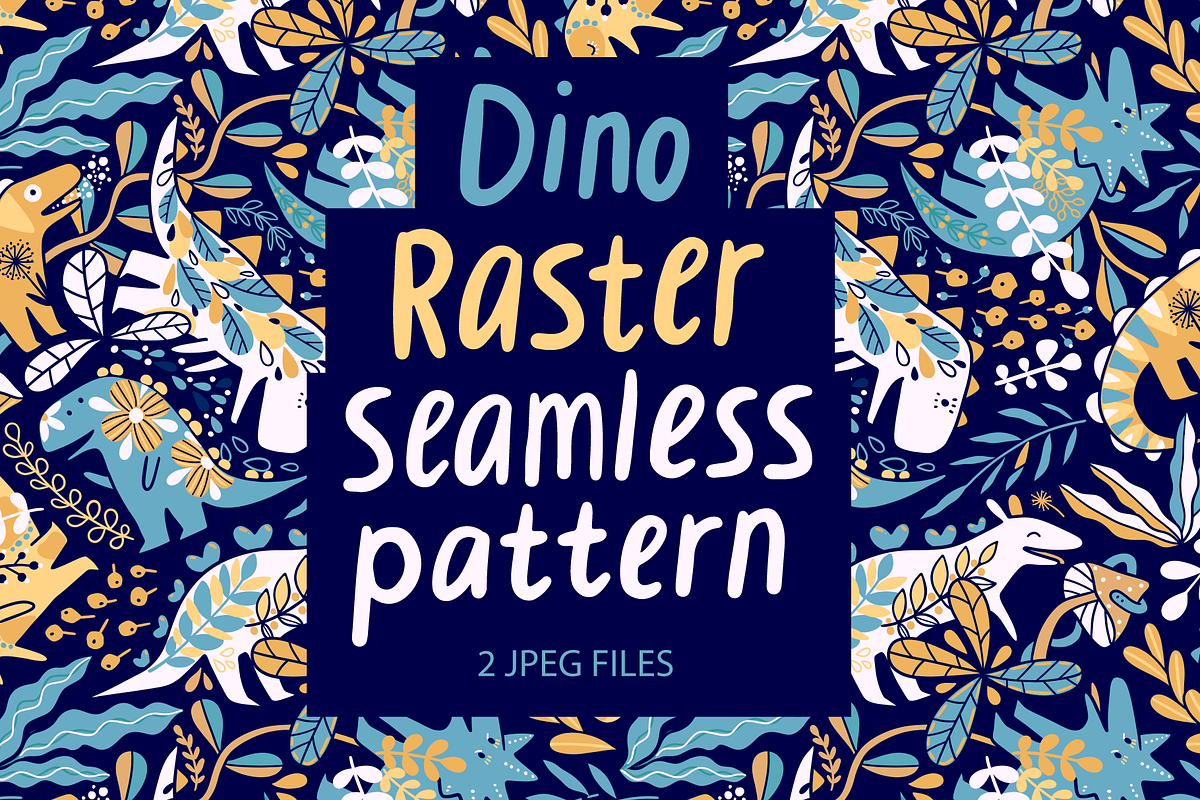 Dinosaur raster seamless pattern, a Pattern Graphic by kostolom3ooo (Photo 1 of 2)