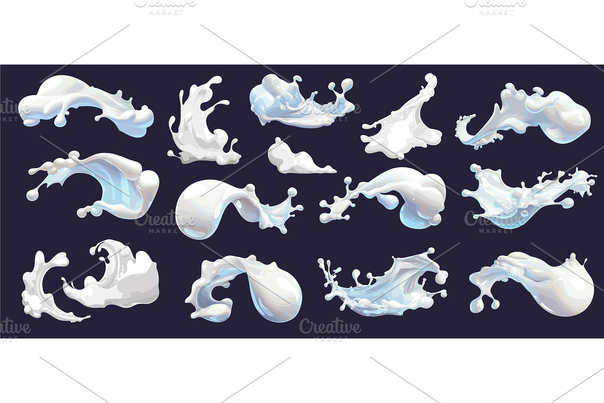 Foam cartoon set. White splashes, an Object Illustration by Stock-Smart-Start