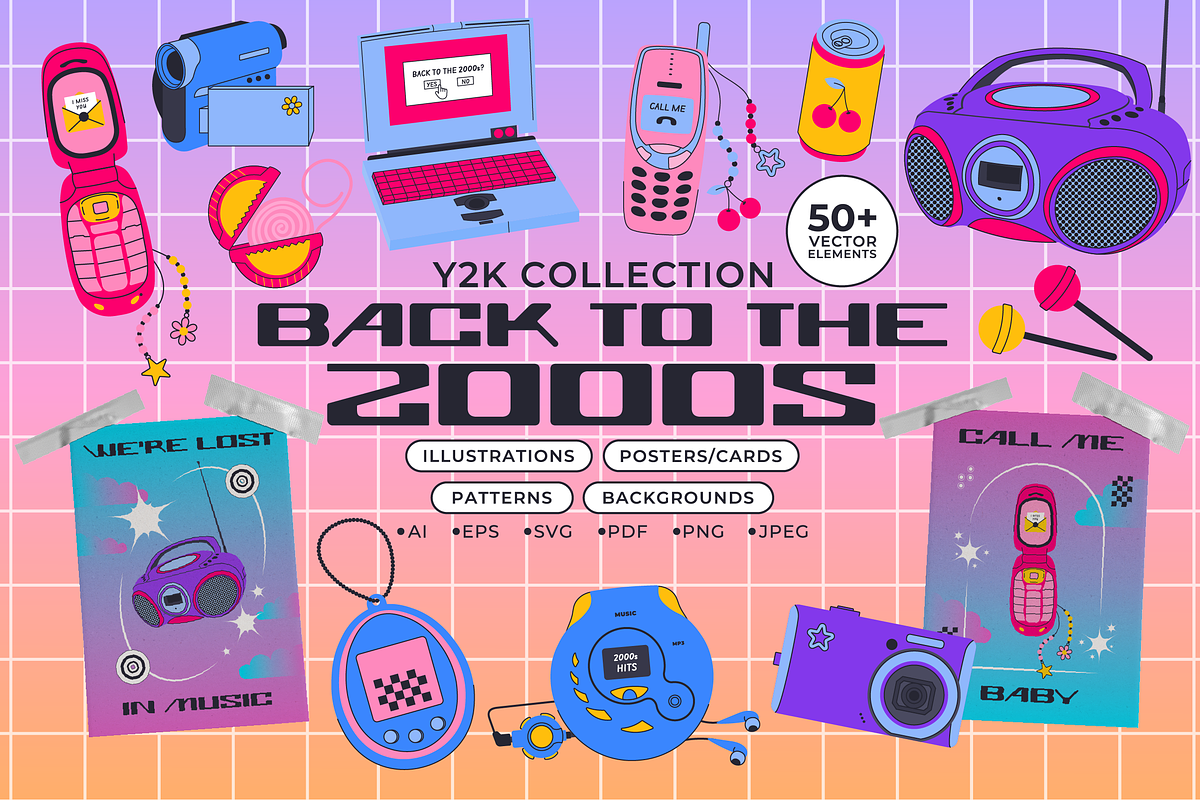 Back to the 2000s Y2K Kit, an Object Graphic by semenova.sense (Photo 1 of 11)
