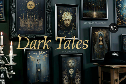DARK TALES whimsical art prints, a Background Graphic by alenaganzhela