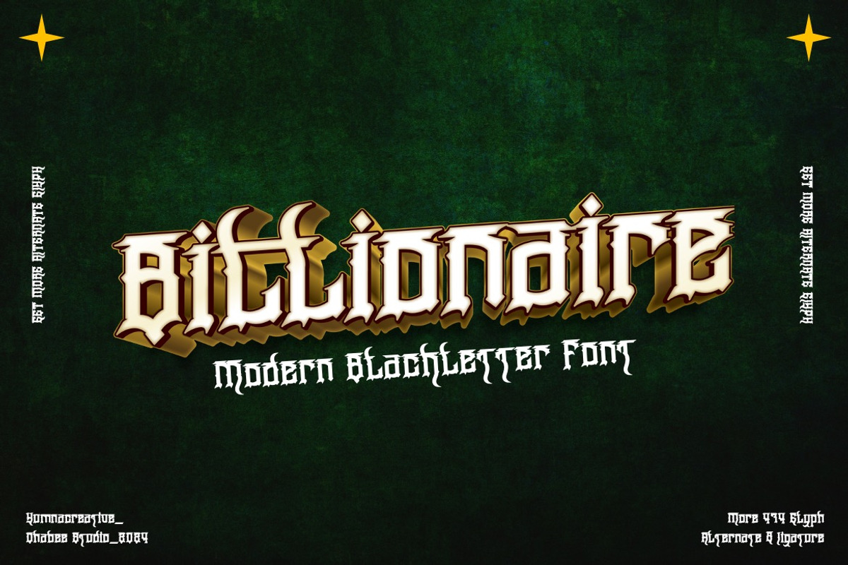 Wangor Asfrac - Modern Blackletter, a Blackletter Font by Dhabee (Photo 10 of 15)