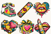 Pop Art Valentine Clipart Set, a Seasonal Illustration by Design Scotch (Thumbnail 8 of 9)