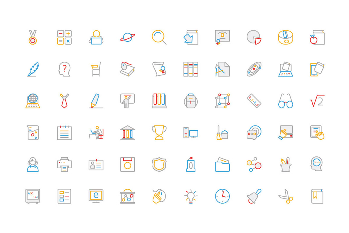 200 Education Colored Line Icons, an Outline Icon by Creative Stall (Photo 2 of 4)
