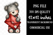 Whimsical Valentine Bear Clipart, an Illustration by Designking (Thumbnail 4 of 5)