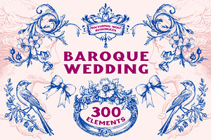 300 elegant Baroque Wedding elements, a Decorative Illustration by Nocturnal Wolf