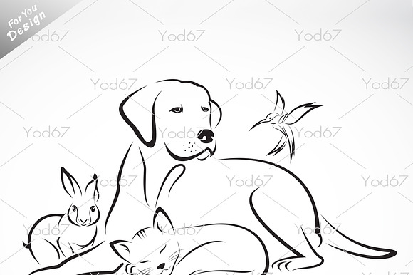Vector group of pets. Animals. preview 3