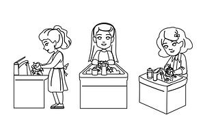 wash washing hands kid girl vector, a Person Illustration by pikepicture