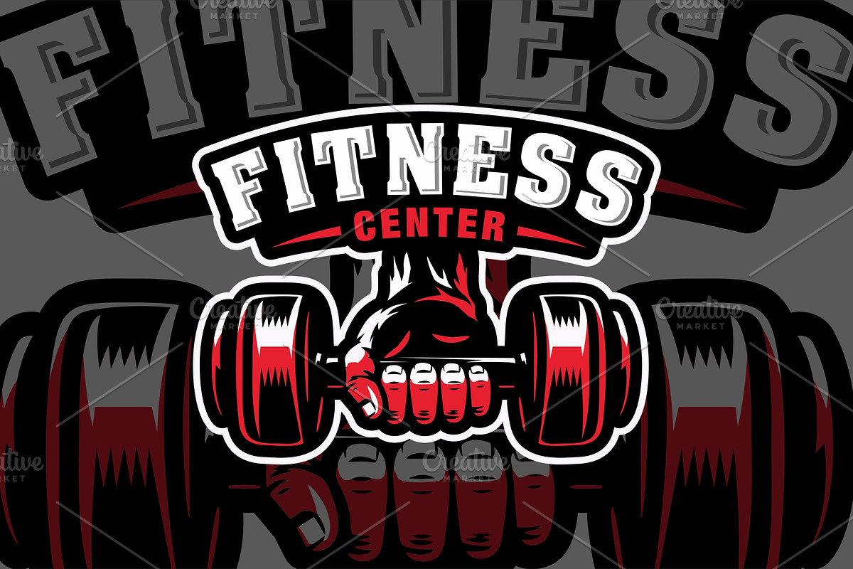 Fitness gym logo design, barbell, a Branding & Logo Template by swarnstudio (Photo 2 of 3)