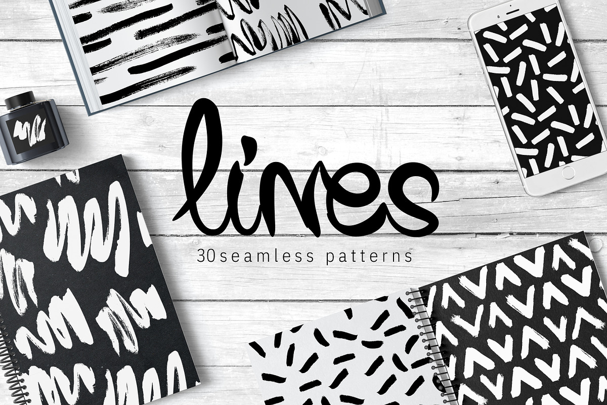 Just Lines. 30 Seamless Patterns, a Pattern Graphic by CARROTDESIGN (Photo 1 of 6)